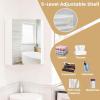 Giantex Corner Medicine Cabinet, 23.5” Over The Toilet Storage Cabinet with Mirror Door, Adjustable Shelf, Clear Reflection, Space-Saving Mirrored Cabinet, Bathroom Wall Cabinet for Entryway, Brown(White)