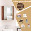 Giantex Corner Medicine Cabinet, 23.5” Over The Toilet Storage Cabinet with Mirror Door, Adjustable Shelf, Clear Reflection, Space-Saving Mirrored Cabinet, Bathroom Wall Cabinet for Entryway, Brown(Brown)