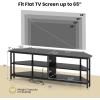 Giantex Corner TV Stand for 65 Inch TV, Modern Entertainment Center w/Power Outlet, Storage Shelves&Metal Frame, Media TV Console Table for Living Room, Bedroom, Small Spaces, Black