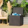 Giantex Deck Boxes Outdoor Waterproof – 30 Gallon Patio Storage Box with Lockable Lid, Built-in Handles, Storage Bin for Poolside, Package Delivery, Cushions, Garden Tools, Outside Storage Box (Brown)(Black)