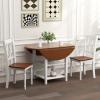 Giantex Dining Room Chairs Set of 2 White, Wooden Farmhouse Kitchen Chairs with Rubber Wood Seat, Acacia Wood Legs, Max Load 360 Lbs, Heavy Duty Wood Armless Dining Chairs with High Back