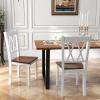 Giantex Dining Room Chairs Set of 2 White, Wooden Farmhouse Kitchen Chairs with Rubber Wood Seat, Acacia Wood Legs, Max Load 360 Lbs, Heavy Duty Wood Armless Dining Chairs with High Back