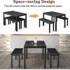 Giantex Dining Table with Bench, Wooden 3 Pcs Kitchen Dining Room Furniture for 4, Modern Studio Collection Table Set with 2 Benches, Dinette Set, Kitchen Small Bench Table Set (Black)(Black)