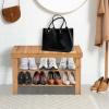 Giantex Entryway Shoe Bench, Bamboo Shoe Shelf Organizer Holds up to 6 Pairs, 3-Tier Natural Shoe Storage Rack Heels, Slippers for Entry, Living Room, Bathroom (Natural)(Natural)