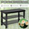 Giantex Entryway Shoe Bench, Bamboo Shoe Shelf Organizer Holds up to 6 Pairs, 3-Tier Natural Shoe Storage Rack Heels, Slippers for Entry, Living Room, Bathroom (Natural)(Black)