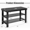 Giantex Entryway Shoe Bench, Bamboo Shoe Shelf Organizer Holds up to 6 Pairs, 3-Tier Natural Shoe Storage Rack Heels, Slippers for Entry, Living Room, Bathroom (Natural)(Black)