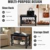 Giantex Entryway Shoe Bench, Bamboo Shoe Shelf Organizer Holds up to 6 Pairs, 3-Tier Natural Shoe Storage Rack Heels, Slippers for Entry, Living Room, Bathroom (Natural)(Black)