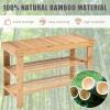 Giantex Entryway Shoe Bench, Bamboo Shoe Shelf Organizer Holds up to 6 Pairs, 3-Tier Natural Shoe Storage Rack Heels, Slippers for Entry, Living Room, Bathroom (Natural)(Natural)