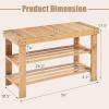 Giantex Entryway Shoe Bench, Bamboo Shoe Shelf Organizer Holds up to 6 Pairs, 3-Tier Natural Shoe Storage Rack Heels, Slippers for Entry, Living Room, Bathroom (Natural)(Natural)