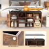Giantex Entryway Storage Bench with Umbrella Stand, 10-Cube Storage Bench with Adjustable Shelf & PU Leather Padded Cushion, Shoe Rack Organizer for Living Room, Bedroom & Checkroom, Rustic Brown