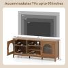 Giantex Farmhouse TV Stand for TVs up to 65″, Entertainment Center with 4 Adjustable Storage Shelves & Tempered Glass Doors, Modern TV Console Table for Bedroom, Living Room(Walnut)