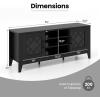 Giantex Farmhouse TV Stand for TVs up to 65″, Entertainment Center with 4 Adjustable Storage Shelves & Tempered Glass Doors, Modern TV Console Table for Bedroom, Living Room(Black)