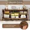 Giantex Farmhouse TV Stand for TVs up to 65″, Entertainment Center with 4 Adjustable Storage Shelves & Tempered Glass Doors, Modern TV Console Table for Bedroom, Living Room(Walnut)