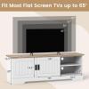 Giantex Farmhouse TV Stand for TVs up to 65″, Entertainment Center with Storage Cabinets, Sliding Doors & Adjustable Shelves, Modern Media TV Console Table for Living Room, Bedroom, White & Oak