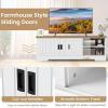 Giantex Farmhouse TV Stand for TVs up to 65″, Entertainment Center with Storage Cabinets, Sliding Doors & Adjustable Shelves, Modern Media TV Console Table for Living Room, Bedroom, White & Oak
