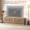 Giantex Farmhouse TV Stand for TVs up to 75″, 4-Door PE Rattan Entertainment Center w/ 2 Cabinets, Adjustable Shelves, 8 Cable Holes, Mid Century Modern Media Console Table for Living Room, TV Cabinet