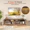 Giantex Farmhouse TV Stand for TVs up to 75″, 4-Door PE Rattan Entertainment Center w/ 2 Cabinets, Adjustable Shelves, 8 Cable Holes, Mid Century Modern Media Console Table for Living Room, TV Cabinet