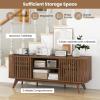 Giantex Fluted TV Stand for TVs up to 60″, Mid Century Modern Entertainment Center w/Storage, 2-Door TV Cabinet w/Adjustable Shelves, Media Console Table for Living Room, Bedroom, Walnut
