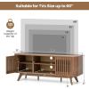 Giantex Fluted TV Stand for TVs up to 60″, Mid Century Modern Entertainment Center w/Storage, 2-Door TV Cabinet w/Adjustable Shelves, Media Console Table for Living Room, Bedroom, Walnut