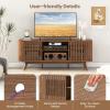 Giantex Fluted TV Stand for TVs up to 60″, Mid Century Modern Entertainment Center w/Storage, 2-Door TV Cabinet w/Adjustable Shelves, Media Console Table for Living Room, Bedroom, Walnut