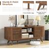 Giantex Fluted TV Stand for TVs up to 60″, Mid Century Modern Entertainment Center w/Storage, 2-Door TV Cabinet w/Adjustable Shelves, Media Console Table for Living Room, Bedroom, Walnut