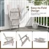 Giantex Foldable Adirondack Chair, Folding Front Porch Chairs with High Back, Wide Armrests, 400 LBS Max Load, Weather Resistant Wooden Fire Pit Chairs for Outdoor, Lawn, Poolside (1, Grey)(Grey)