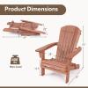 Giantex Foldable Adirondack Chair, Folding Front Porch Chairs with High Back, Wide Armrests, 400 LBS Max Load, Weather Resistant Wooden Fire Pit Chairs for Outdoor, Lawn, Poolside (1, Grey)(Brown)