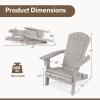 Giantex Foldable Adirondack Chair, Folding Front Porch Chairs with High Back, Wide Armrests, 400 LBS Max Load, Weather Resistant Wooden Fire Pit Chairs for Outdoor, Lawn, Poolside (1, Grey)(Grey)