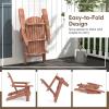Giantex Foldable Adirondack Chair, Folding Front Porch Chairs with High Back, Wide Armrests, 400 LBS Max Load, Weather Resistant Wooden Fire Pit Chairs for Outdoor, Lawn, Poolside (1, Grey)(Brown)