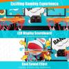 Giantex Foldable Basketball Arcade Game, 8 Game Options, Electronic Double Shot 2 Player w/ 4 Balls and LED Scoring System, Indoor Basketball Game for Kids, Adults, Black & Silver(Blue)
