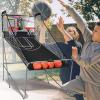 Giantex Foldable Basketball Arcade Game, 8 Game Options, Electronic Double Shot 2 Player w/ 4 Balls and LED Scoring System, Indoor Basketball Game for Kids, Adults, Black & Silver(Black & Silver)