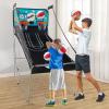 Giantex Foldable Basketball Arcade Game, 8 Game Options, Electronic Double Shot 2 Player w/ 4 Balls and LED Scoring System, Indoor Basketball Game for Kids, Adults, Black & Silver(Blue)