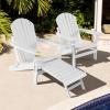 Giantex Folding Adirondack Chair, HDPE Patio Chairs Fire Pit Lounge Chair W/Retractable Ottoman & Cup Holder, Weatherproof Outdoor Adirondack Chairs for Porch, Garden, Backyard (1, Gray)(White)