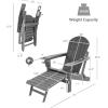 Giantex Folding Adirondack Chair, HDPE Patio Chairs Fire Pit Lounge Chair W/Retractable Ottoman & Cup Holder, Weatherproof Outdoor Adirondack Chairs for Porch, Garden, Backyard (1, Gray)(Grey)