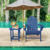 Giantex Folding Adirondack Chair Set, HDPE Weather Resistant Fire Pit Chair Set with 18-Inch Outdoor Side Table, Cup Holder, Lounge Set for Outside, Deck, Backyard, Porch, Poolside, White(Navy)