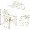 Giantex Folding Adirondack Chair Set, HDPE Weather Resistant Fire Pit Chair Set with 18-Inch Outdoor Side Table, Cup Holder, Lounge Set for Outside, Deck, Backyard, Porch, Poolside, White(White)