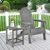 Giantex Folding Adirondack Chair Set, HDPE Weather Resistant Fire Pit Chair Set with 18-Inch Outdoor Side Table, Cup Holder, Lounge Set for Outside, Deck, Backyard, Porch, Poolside, White(Grey)