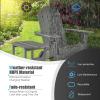Giantex Folding Adirondack Chair Set, HDPE Weather Resistant Fire Pit Chair Set with 18-Inch Outdoor Side Table, Cup Holder, Lounge Set for Outside, Deck, Backyard, Porch, Poolside, White(Grey)