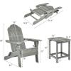 Giantex Folding Adirondack Chair Set, HDPE Weather Resistant Fire Pit Chair Set with 18-Inch Outdoor Side Table, Cup Holder, Lounge Set for Outside, Deck, Backyard, Porch, Poolside, White(Grey)