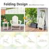 Giantex Folding Adirondack Chair Set, HDPE Weather Resistant Fire Pit Chair Set with 18-Inch Outdoor Side Table, Cup Holder, Lounge Set for Outside, Deck, Backyard, Porch, Poolside, White(White)