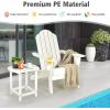 Giantex Folding Adirondack Chair Set, HDPE Weather Resistant Fire Pit Chair Set with 18-Inch Outdoor Side Table, Cup Holder, Lounge Set for Outside, Deck, Backyard, Porch, Poolside, White(White)