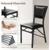 Giantex Folding Chairs Set of 2, Dining Chairs with Padded Seats, Sturdy Metal Frame, Floor Protectors, Space Saving Design, Foldable Dining Desk Chairs for Small Apartment, Extra Guests, Black