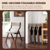 Giantex Folding Dining Chairs Set of 2, No Assembly Required with Linen Padded Seats, Wooden Foldable Kitchen & Party Chairs, Easy to Store for Extra Events(Coffee+beige)