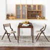 Giantex Folding Dining Chairs Set of 2, No Assembly Required with Linen Padded Seats, Wooden Foldable Kitchen & Party Chairs, Easy to Store for Extra Events(Coffee+beige)
