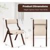Giantex Folding Dining Chairs Set of 2, No Assembly Required with Linen Padded Seats, Wooden Foldable Kitchen & Party Chairs, Easy to Store for Extra Events(Coffee+beige)