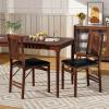 Giantex Folding Dining Chairs Set of 2, Solid Wood Frame, Foldable Wood Kitchen Chairs with Padded Seat, Max Load 400 Lbs, No Assembly, Armless Side Chairs for Apartment Dining Room, Brown & Black(Brown & Black)