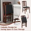 Giantex Folding Dining Chairs Set of 2, Solid Wood Frame, Foldable Wood Kitchen Chairs with Padded Seat, Max Load 400 Lbs, No Assembly, Armless Side Chairs for Apartment Dining Room, Brown & Black(Brown & Black)