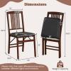 Giantex Folding Dining Chairs Set of 2, Solid Wood Frame, Foldable Wood Kitchen Chairs with Padded Seat, Max Load 400 Lbs, No Assembly, Armless Side Chairs for Apartment Dining Room, Brown & Black(Brown & Black)