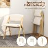 Giantex Folding Dining Chairs Set of 2, Upholstered Wooden Folding Chair 2 Pack, Portable Kitchen Chairs with Padded & Seat Backrest, Accent Chairs for Wedding Picnic Party, No Assembly, Natural(Natural)