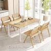 Giantex Folding Dining Chairs Set of 2, Wooden Folding Chair with Rattan Backrest & Seat, Sturdy Rubber Wood Frame, Armless Accent Chairs for Living Room, Kitchen, Wedding Party, No Assembly, Natural(Natural)